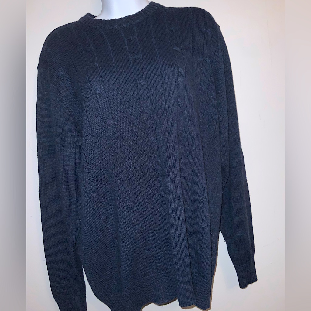 Blue Unisex Vintage Oscar De La Renta Crewneck Sweater Sz L